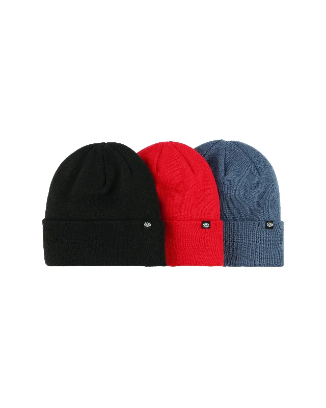 Beanies for outdoor sports-Standard Roll-Up Beanie 3-Pack