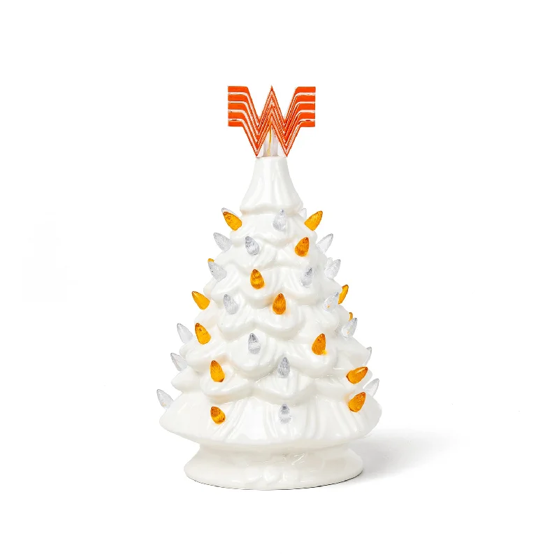 Beanies with bright patterns-Whataburger White Ceramic Tree