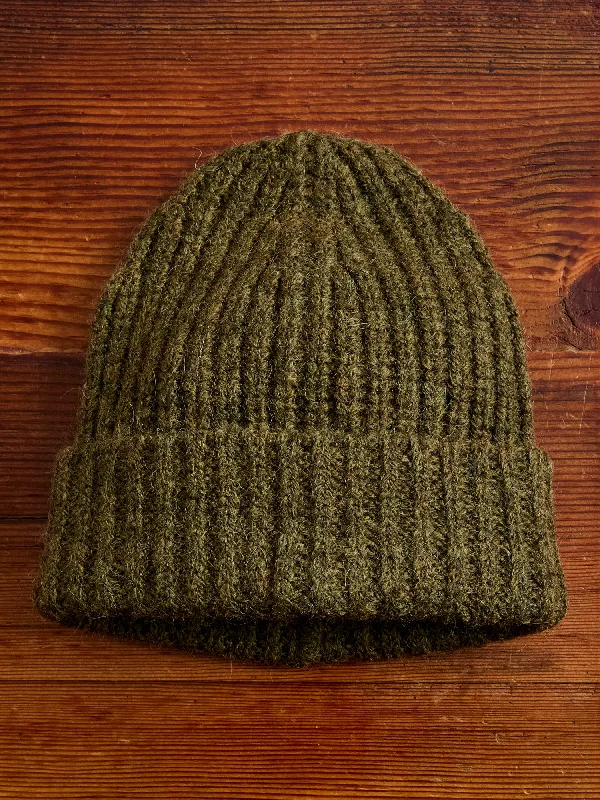 Beanies with slogans-Alpaca Ribbed Watch Cap in Forest