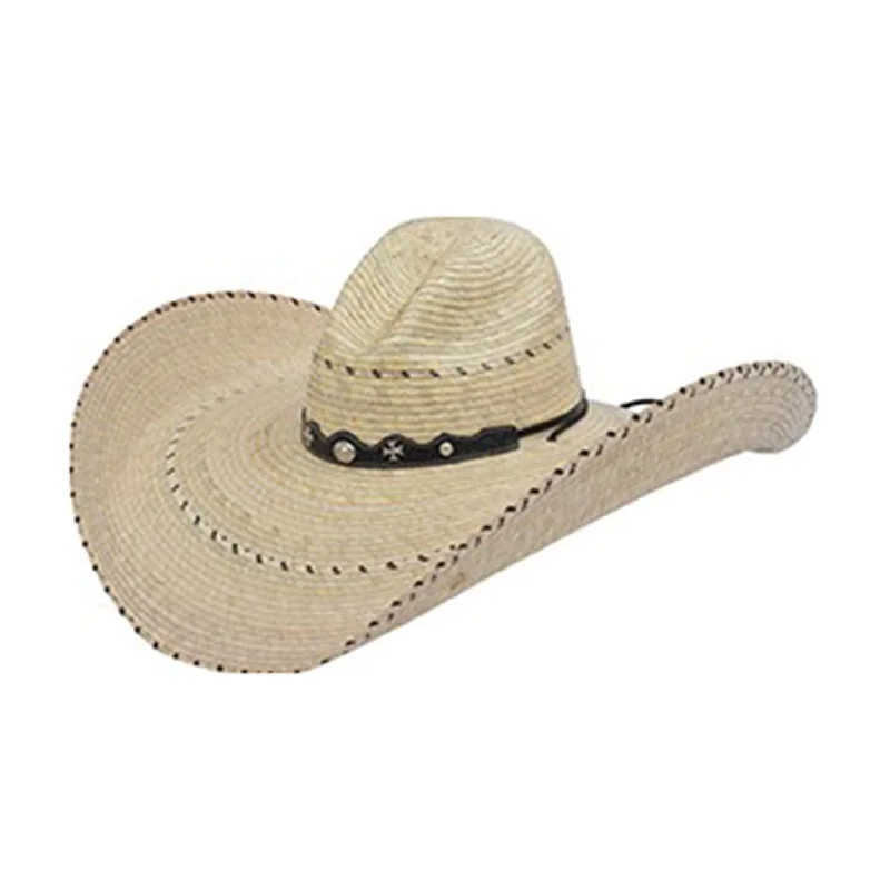 Wide headbands for women-Old West Texas Python Campecha Palm Hat