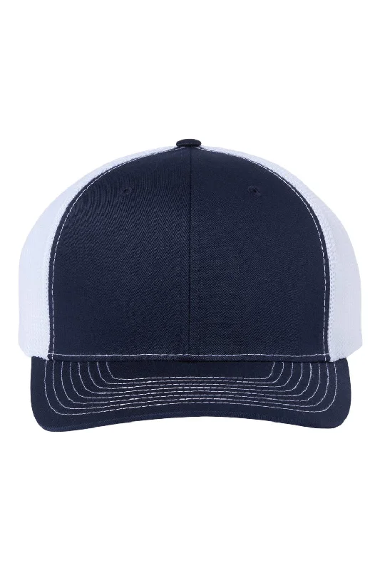 mens hats in jade stone-Richardson Mens 112+ R-Flex Adjustable Trucker Hat - Navy Blue/White