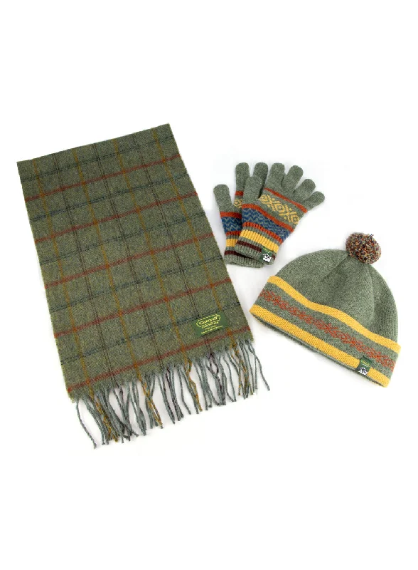 Wool Hats for holiday cliffs-100% Lambswool Scarf, Hat and Gloves Set