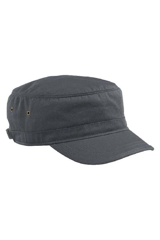 mens hats for carp fishing-Econscious Mens Adjustable Military Corps Hat - Charcoal Grey