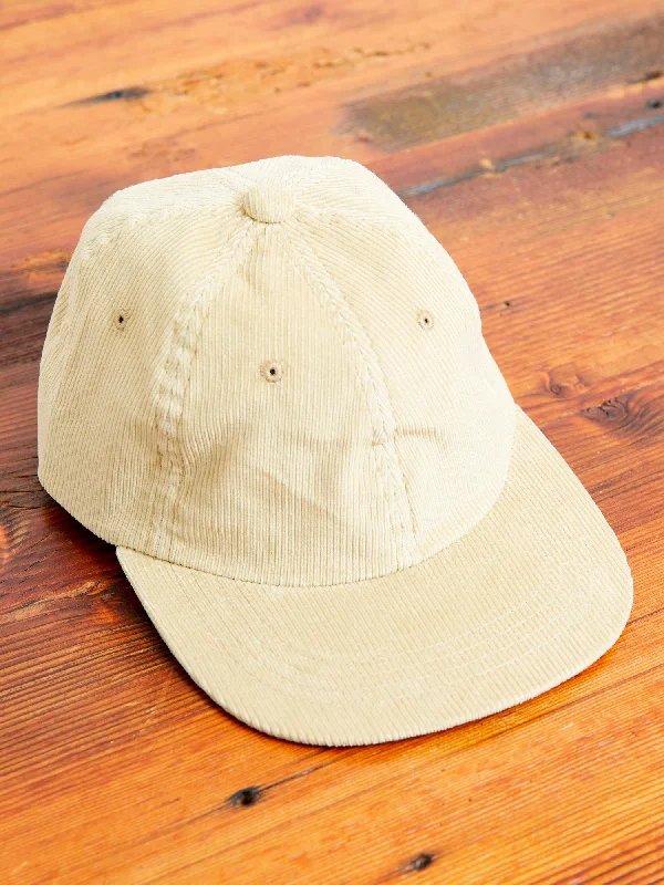 Thin headbands for teens-6-Panel Corduroy Cap in Beige