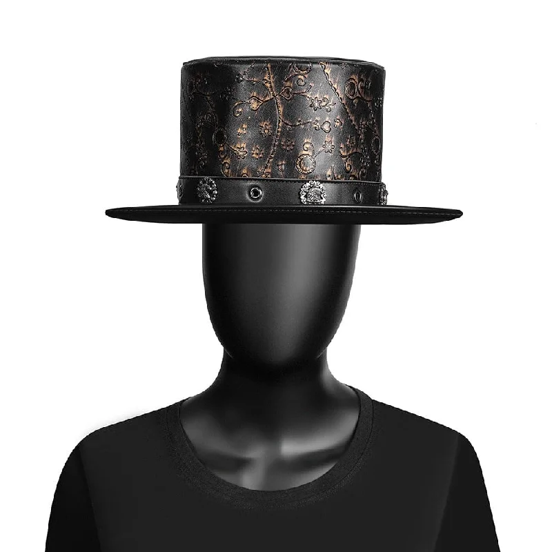 mens hats in canvas-Men's Steampunk Floral Printed Hat