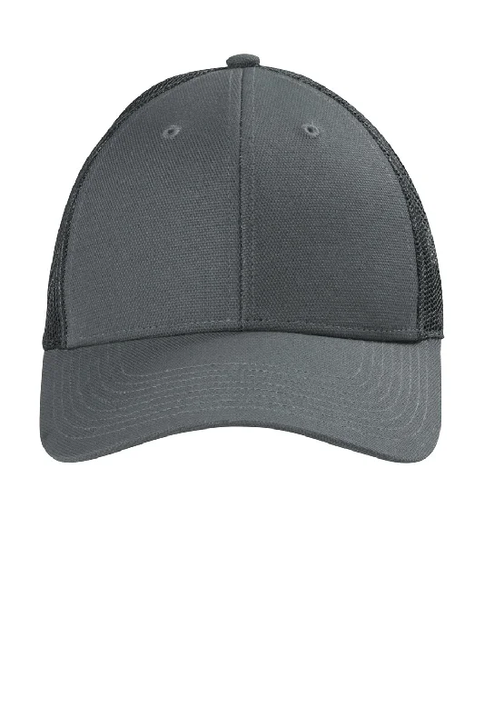 mens hats for family reunions-CornerStone Mens Moisture Wicking Canvas Mesh Back Adjustable Hat - Charcoal Grey