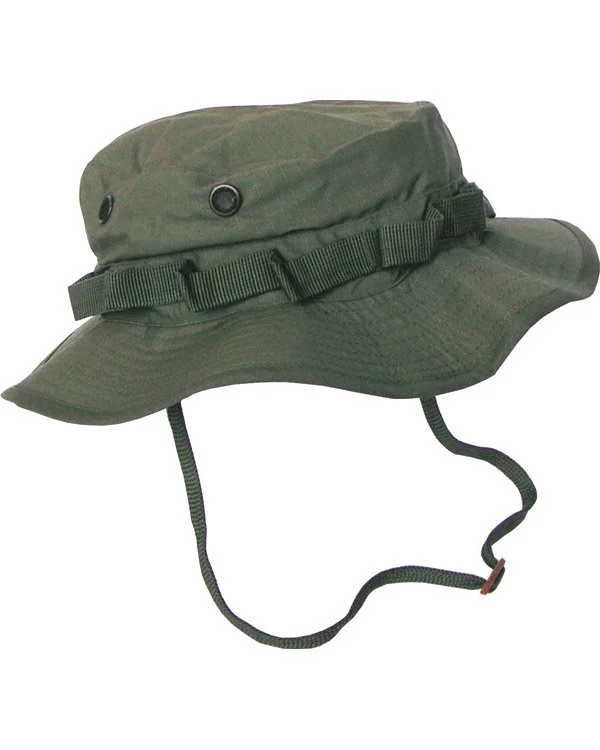 Wide headbands for curly hair-Kombat UK Boonie Hat - US Style Jungle Hat - Olive Green