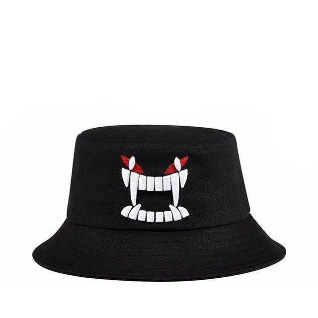 mens hats with lightweight design-Men's Punk Devil's Teeth Embroidered Hat