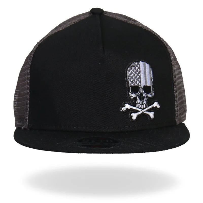 Beanies for cold mornings-Hot Leathers GSH2004 Flag Skull Snap Back Ball Hat