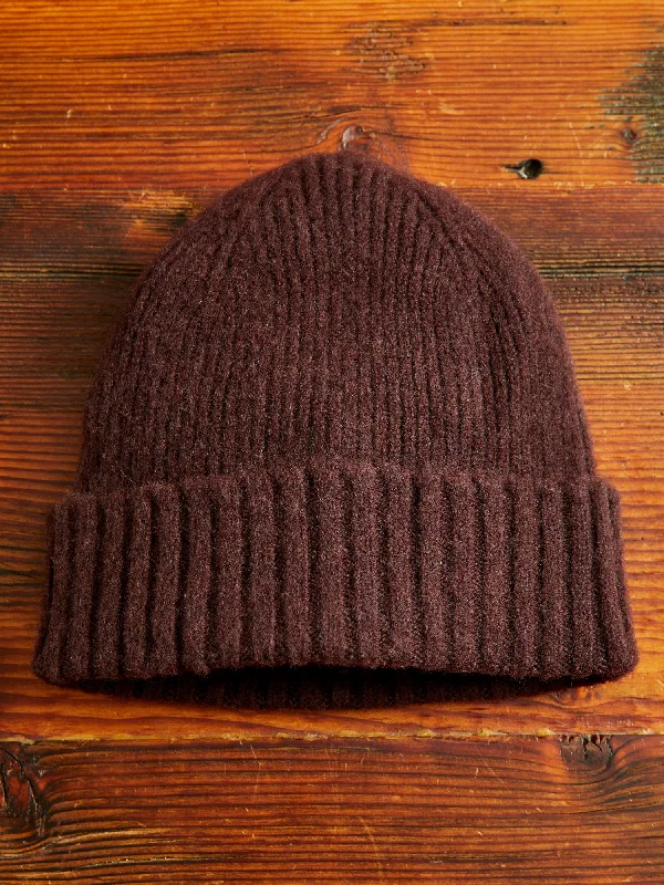 Wool Hats with knit cuffs-"King Jammy" Wool Beanie in Chocolate