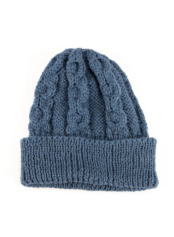 Wool Hats with cord weaves-Clapdale Wool Traceable Aran Beanie