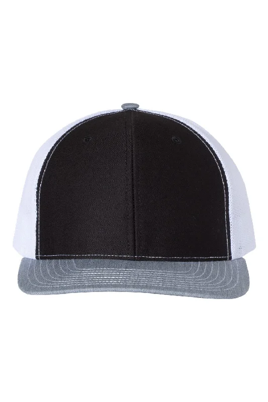 mens hats with dynamic tones-Richardson Mens Snapback Trucker Hat - Black/White/Heather Grey