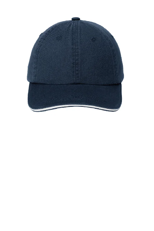 mens hats for bluegill fishing-Port Authority Mens Adjustable Hat - Classic Navy Blue/White