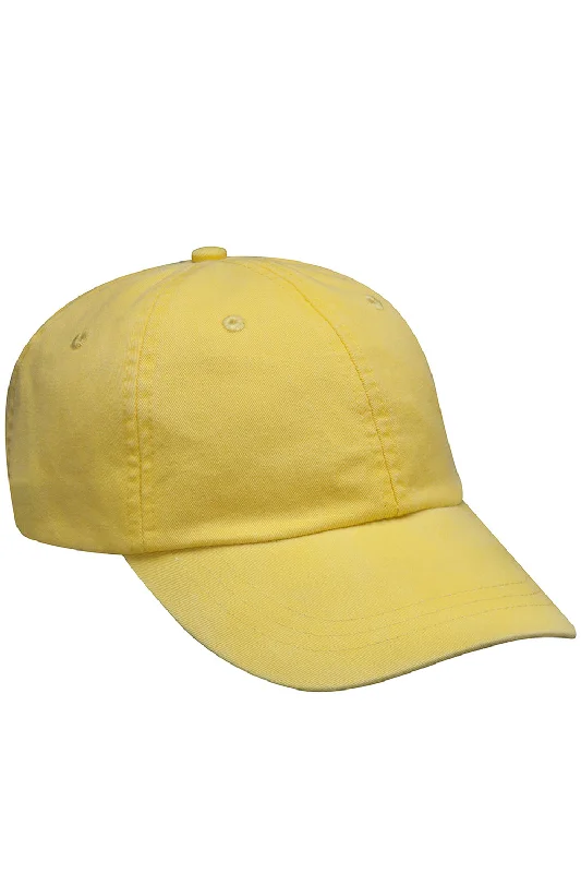 mens hats with vintage wash-Adams Mens Adjustable Hat - Lemon Yellow