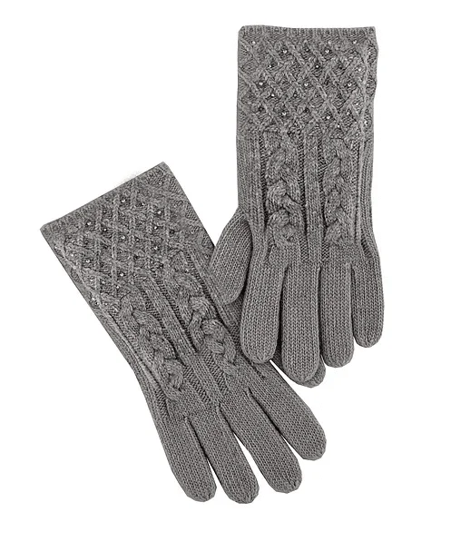 Womens hats for church-Mitchie's Matchings Women's Cable Knit Sparkle Gloves with Crystals