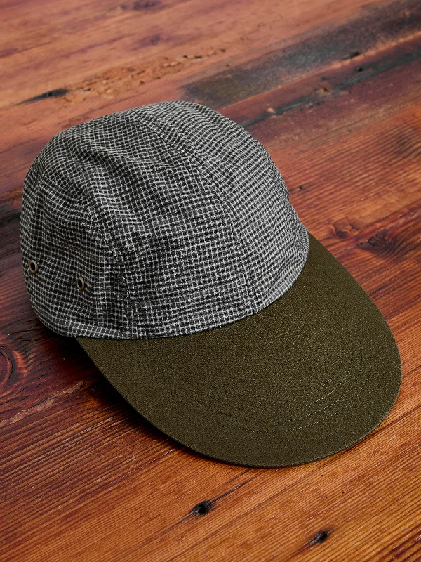 Beanies for snowy trips-Fishing Cap in Olive Plaid