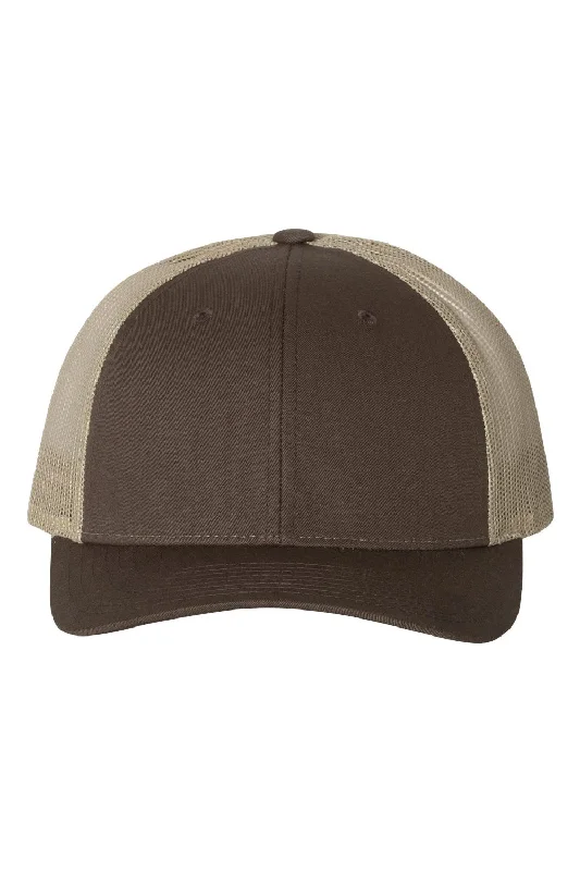 mens hats in knit-Richardson Mens Snapback Trucker Hat - Brown/Khaki