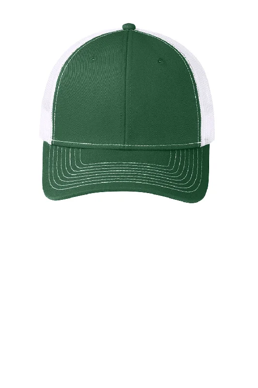 mens hats in turquoise-Port Authority Mens Adjustable Trucker Hat - Forest Green/White