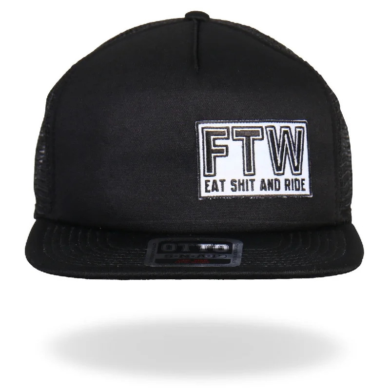 Thin headbands for layering-Hot Leathers GSH1013 FTW All Black Snap Back Hat