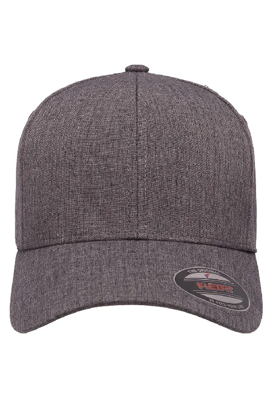 mens hats with soft brim-Flexfit Mens Heatherlight Stretch Fit Hat - Dark Grey Melange