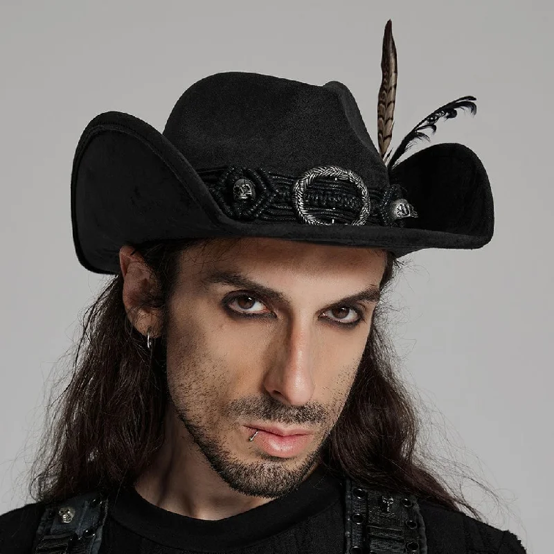 mens hats with rich colors-Men's Punk Tassels Feather Skull Hat