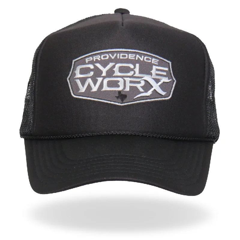 Cotton headbands for teens-Hot Leathers PWA1006 Official Providence Cycle Worx Gray Patch Snapback Trucker Hat