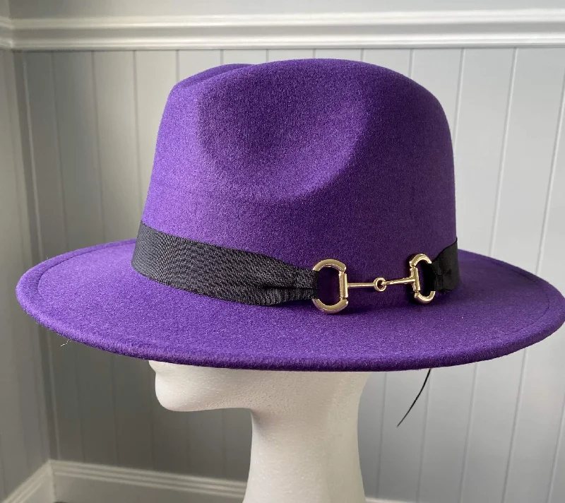 Running headbands for winter-Purple Panama Hat- Snaffle Bit Band