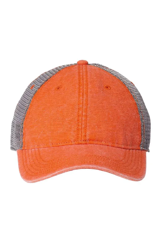 mens hats in chambray-Legacy Mens Dashboard Snapback Trucker Hat - Orange/Grey