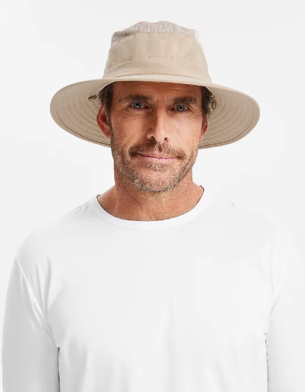 mens hats in voile-Everyday Broad Brim Sun Hat With Pocket UPF 50+