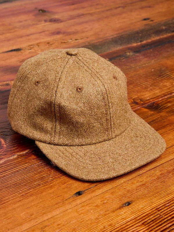 Wool Hats in fine cashmere-Baseball Hat in Dark Tan Wool