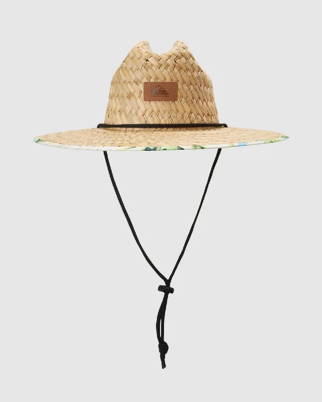 mens hats with metallic tones-Mens Pierside Straw Lifeguard Hat