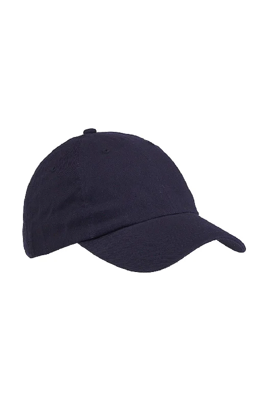 mens hats with subtle patterns-Big Accessories Mens Brushed Twill Adjustable Hat - Navy Blue