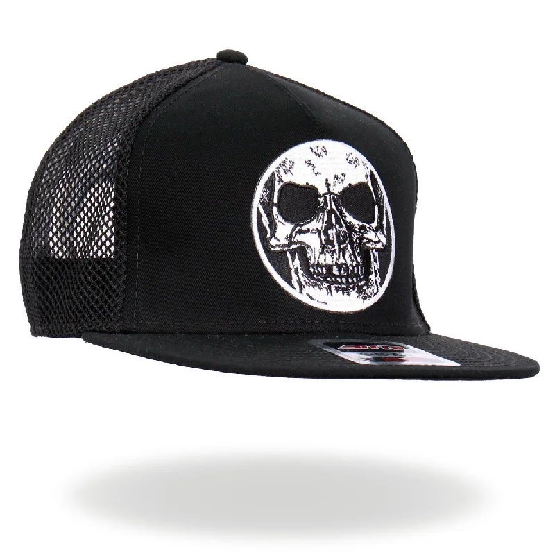 Running headbands for kids-Hot Leathers GSH2023 Black Circle Skull Snapback Hat