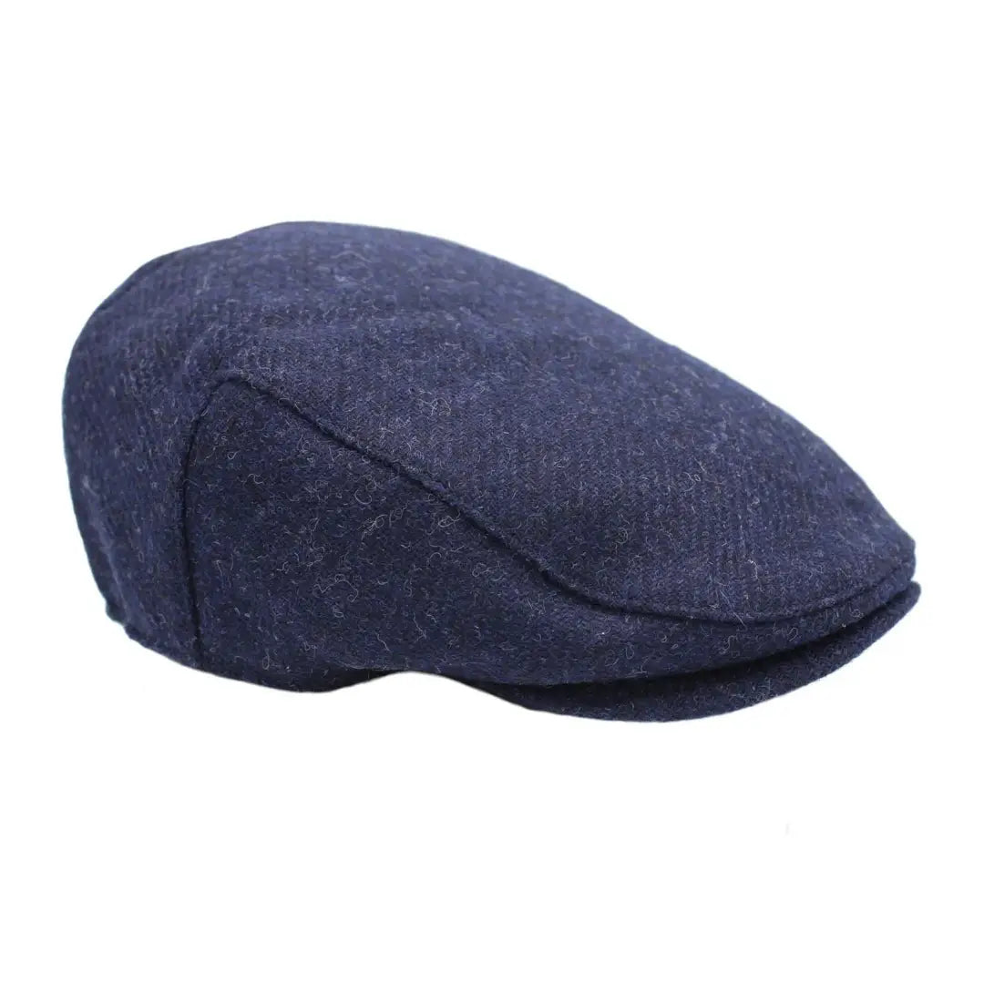 Beanies with simple logos-Heather Selby Twill Tweed Flat Cap