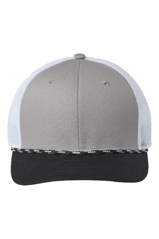 mens hats with classic fit-The Game Mens Everyday Rope Snapback Trucker Hat - Light Grey/Black