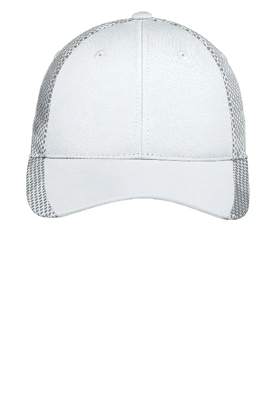 mens hats for marlin fishing-Sport-Tek Mens CamoHex Moisture Wicking Adjustable Hat - White