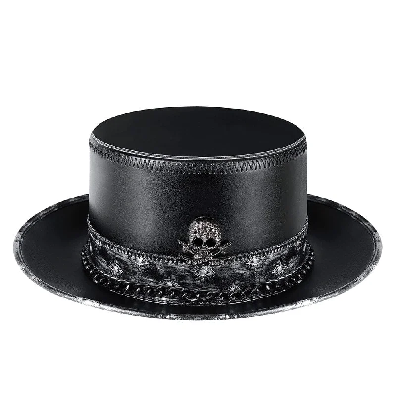 mens hats with feathers-Men's Steampunk Nailed Faux Leather Hat