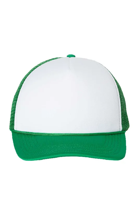 mens hats with floral patterns-Valucap Mens Foam Mesh Back Snapback Trucker Hat - White/Kelly Green