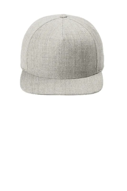 mens hats in tan-Sport-Tek Mens Premium 5 Panel Snapback Hat - Heather Grey - New