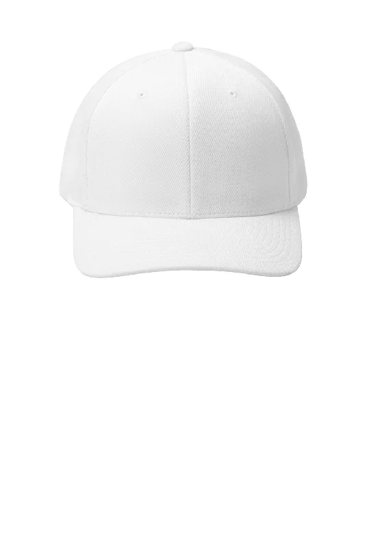 mens hats in ostrich leather-Sport-Tek Mens Cool & Dry Moisture Wicking Stretch Fit Hat - White