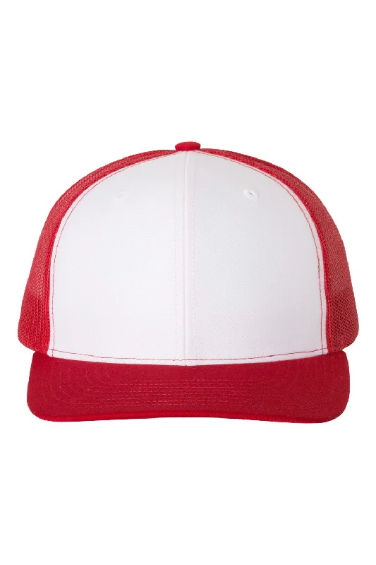 mens hats for bungee jumping-Richardson Mens Snapback Trucker Hat - White/Red