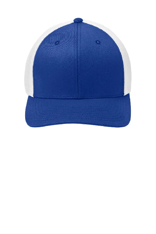 mens hats for clam fishing-Port Authority Mens Stretch Fit Hat - True Royal Blue/White