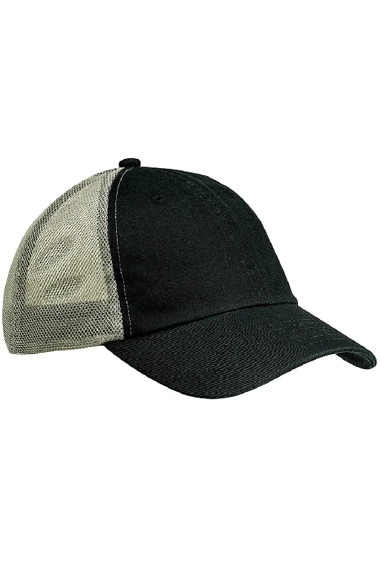 mens hats in toile-Big Accessories Mens Adjustable Trucker Hat - Black/Grey