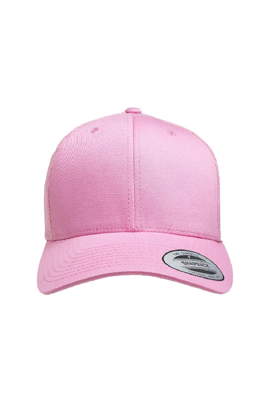 mens hats for road biking-Yupoong Mens Adjustable Trucker Hat - Pink