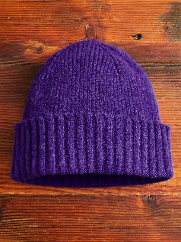 Wool Hats in clay brown-"King Jammy" Wool Beanie in Purple Love