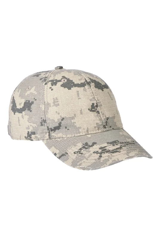 mens hats with warm tones-Adams Mens Distressed Adjustable Hat - Digital Green Camo