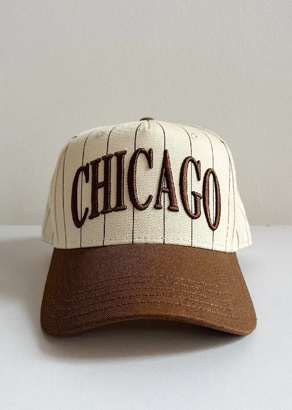 Baseball caps fantasy art-Chicago Puff Pinstripe Baseball Cap - Espresso