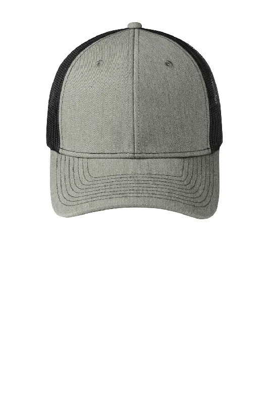 mens hats for eel fishing-Port Authority Mens Adjustable Trucker Hat - Heather Grey/Black