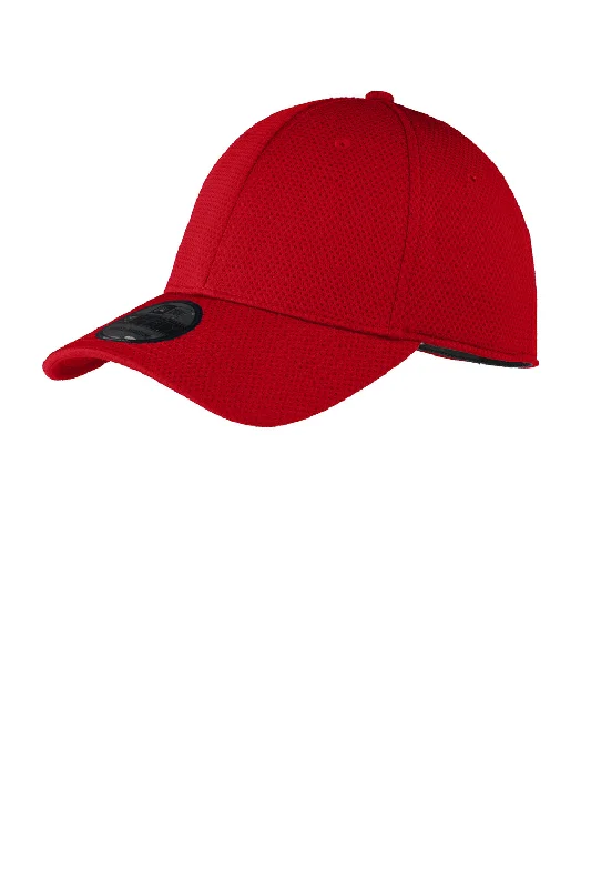 mens hats in coral stone-New Era Mens Moisture Wicking Stretch Fit Hat - Scarlet Red