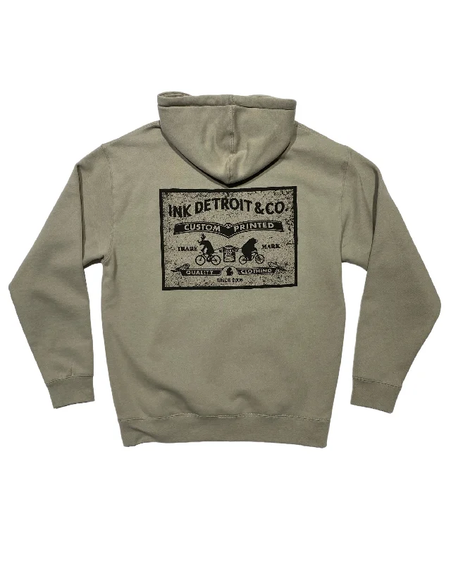 mens hats in onyx-Ink Detroit & Co Premium Heavyweight Hoodie - Cement